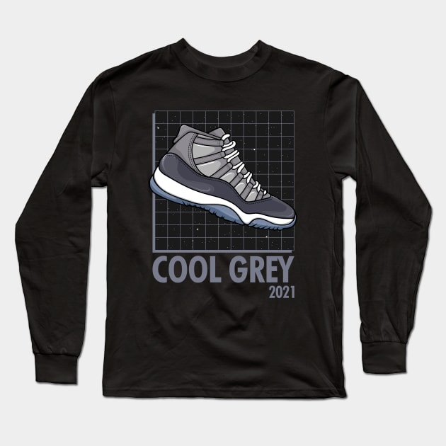 AJ 11 Retro Cool Grey Sneaker Long Sleeve T-Shirt by milatees